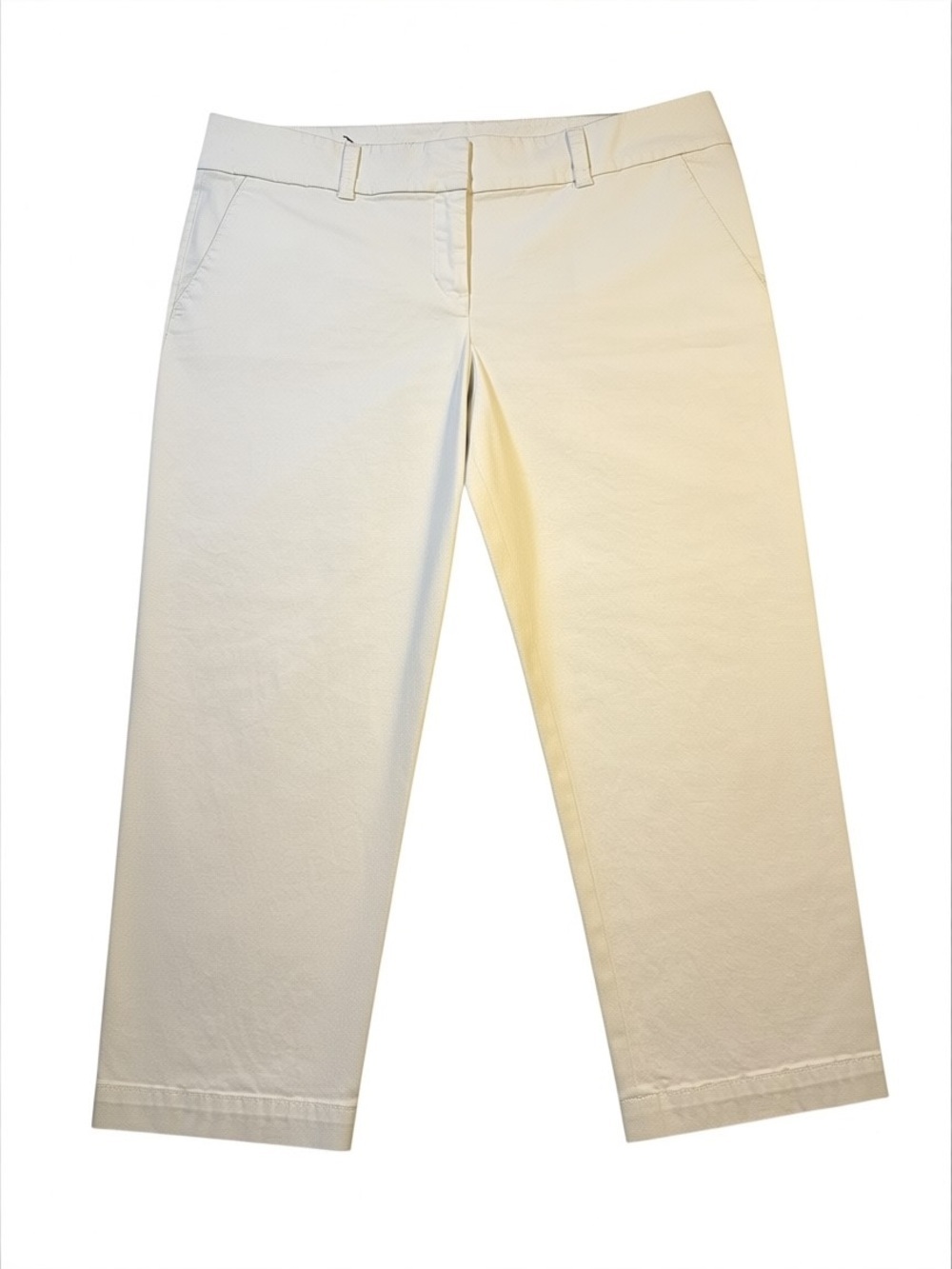 Talbots Size 16 Petite The Daily Ankle White Mid Rise Cropped Straight-Leg Pants